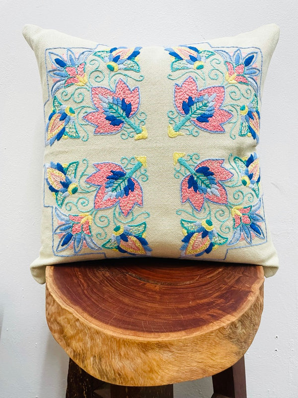 Pretty Embroidered Square Cushion