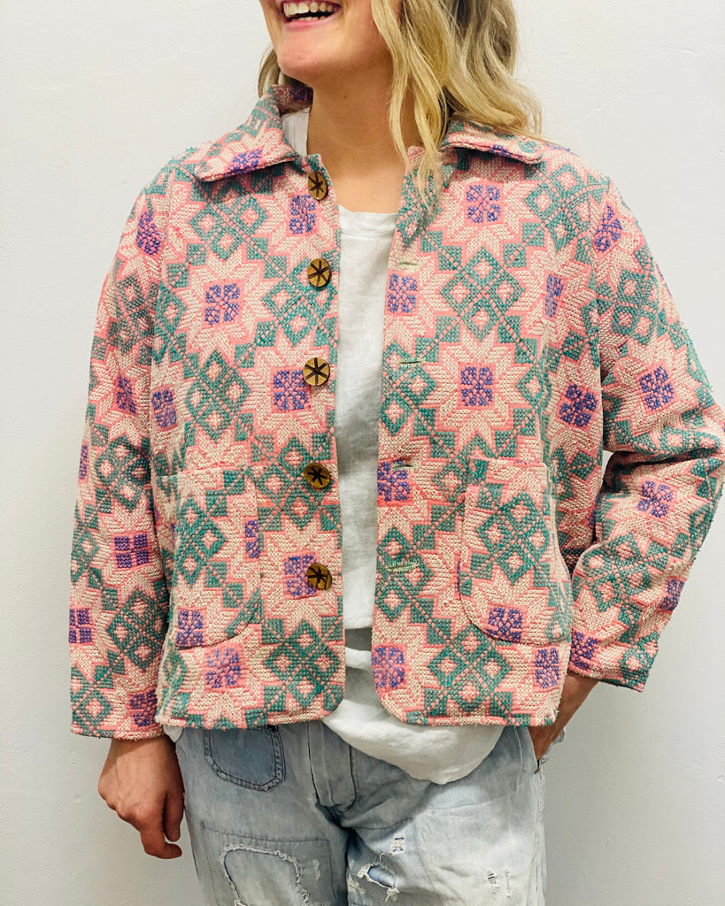 Vintage Galicha Kantha Jacket: Size SMALL