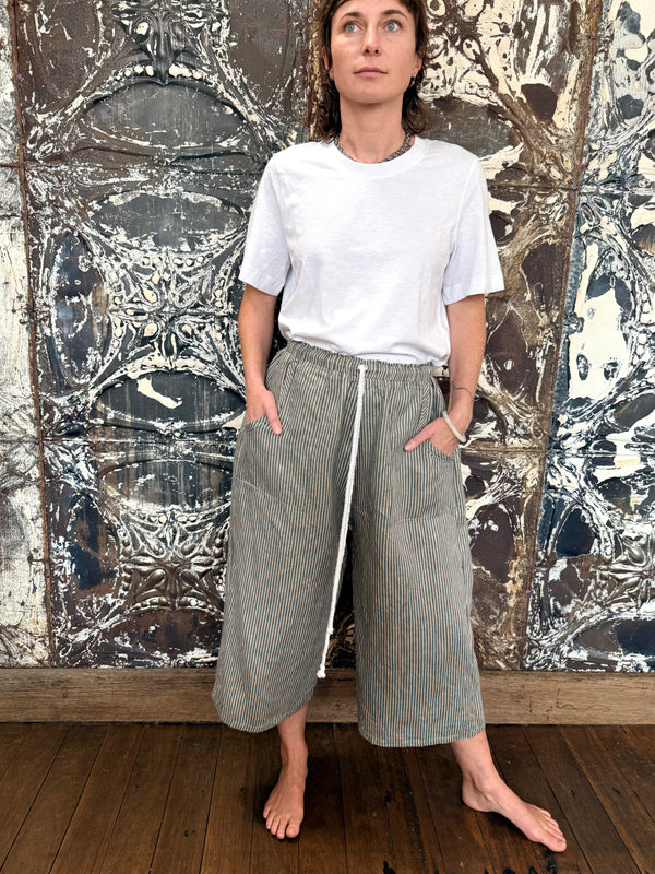 Pearl Lounge Pants - Pinstripe Belgian Linen