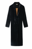 Foundling: Amelie Silk Velvet Long Coat Noir