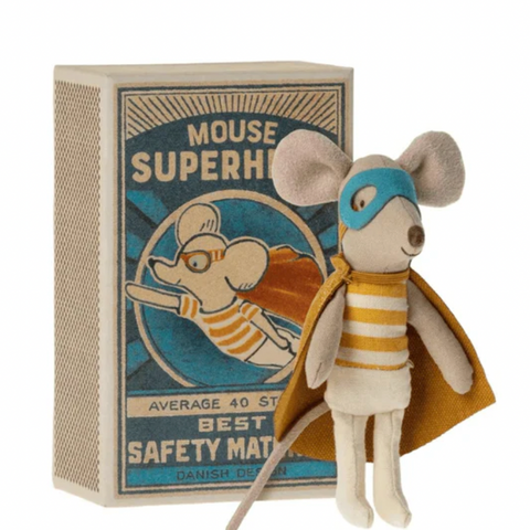 Maileg, Super Hero Mouse in Matchbox