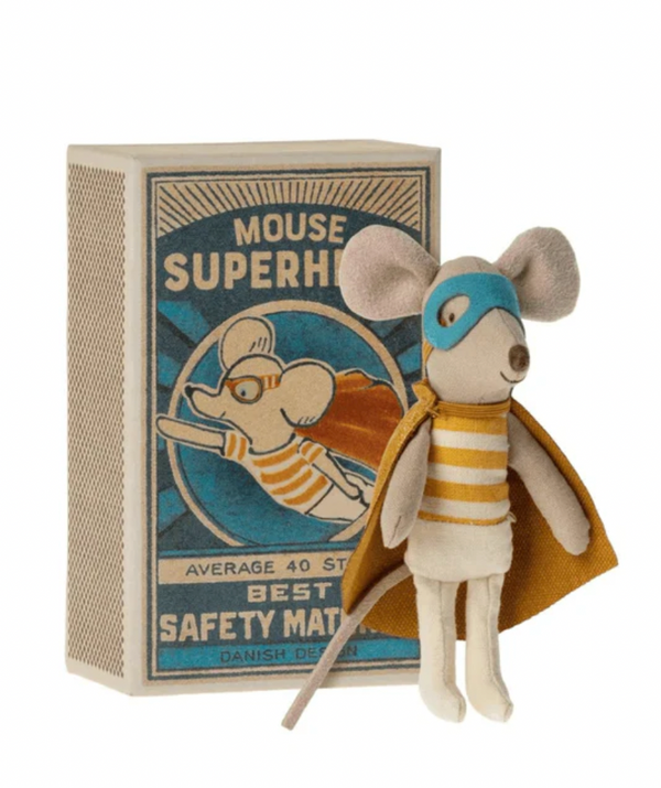 Maileg, Super Hero Mouse in Matchbox