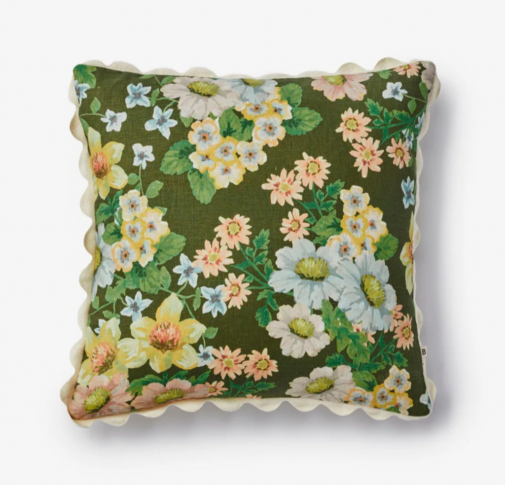 Bonnie & Neil, Buttercup Olive Linen Cushion