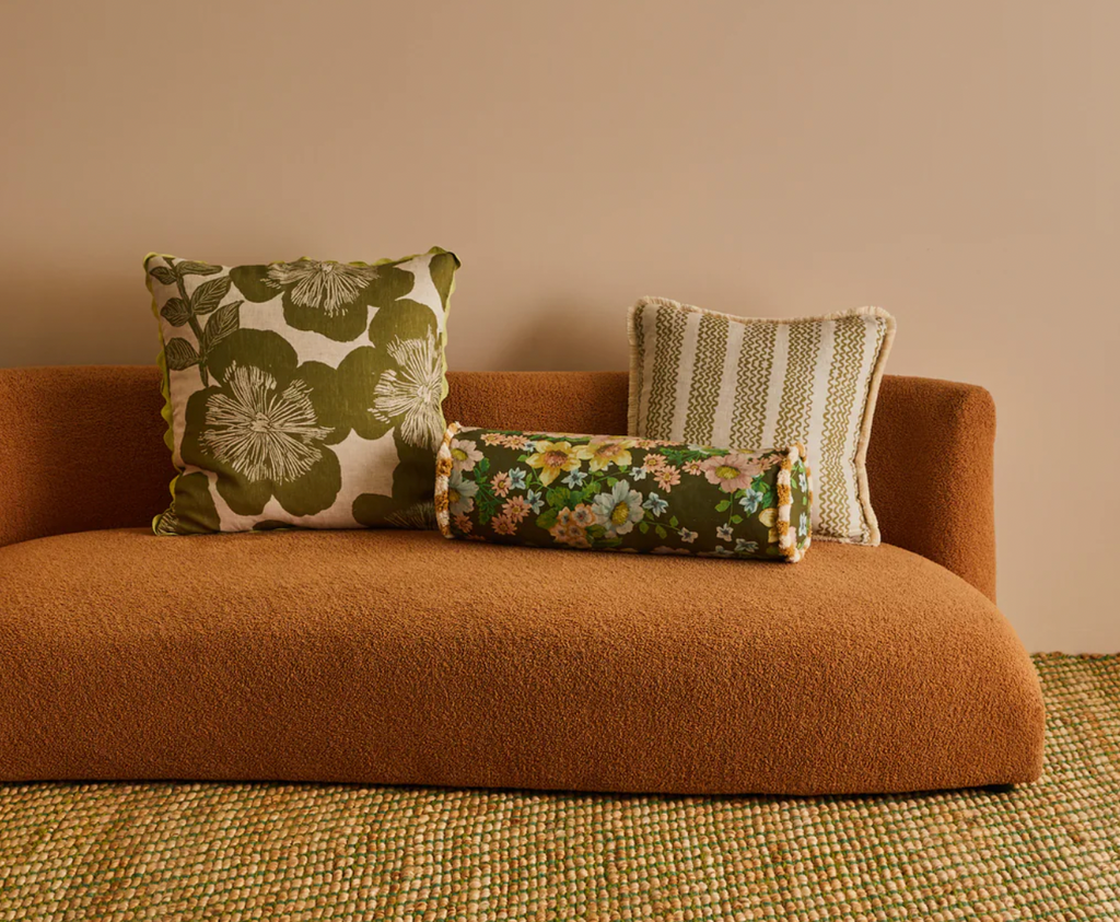 Bonnie & Neil, Buttercup Olive Linen Bolster