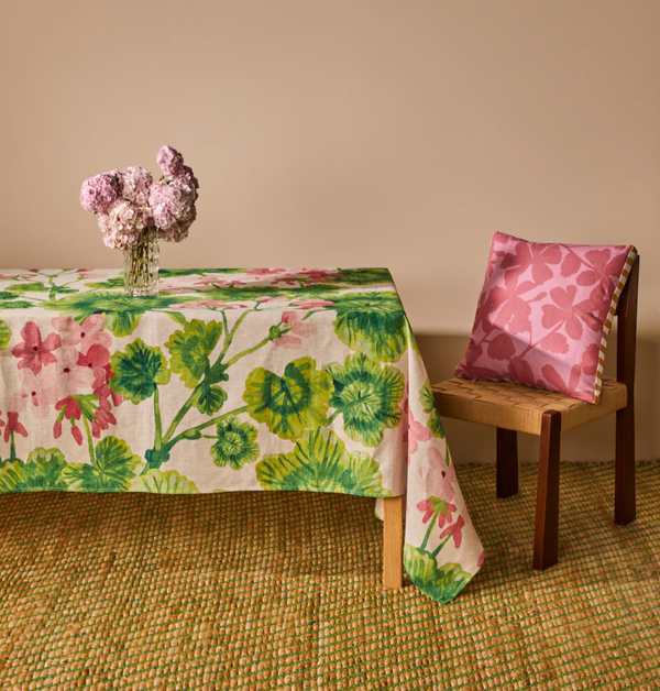 Bonnie & Neil, French Flax Linen Geranium Multi Linen Tablecloth