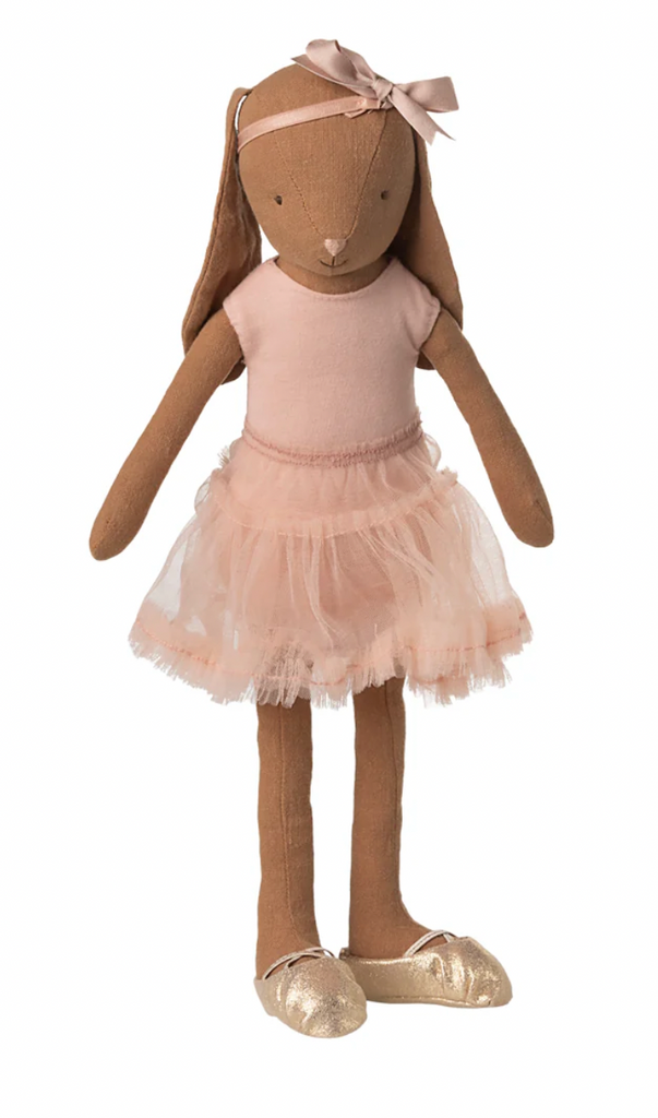 Maileg, Bunny Size 3 Brown Ballet Suit And Skirt Rose