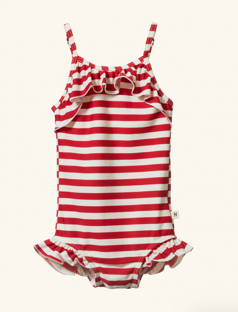 Nature Baby, Red Seat Strip Frill Swimsuit