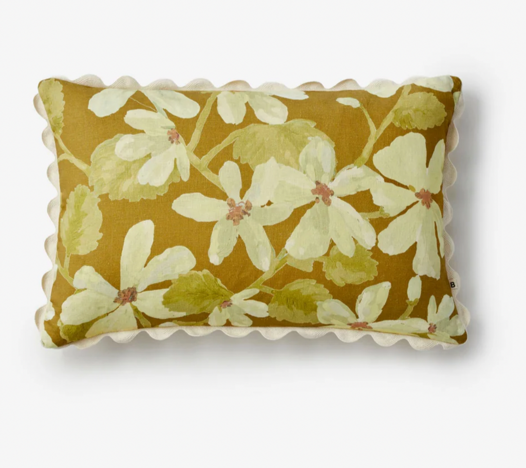 Bonnie & Neil, Violet Mustard Linen Cushion