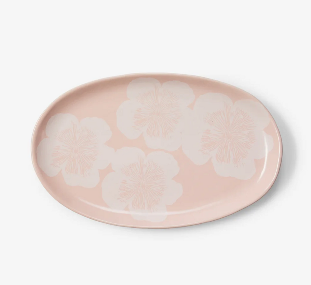 Bonnie & Neil, Jardin Pink Oval Ceramic Stonewere Plate