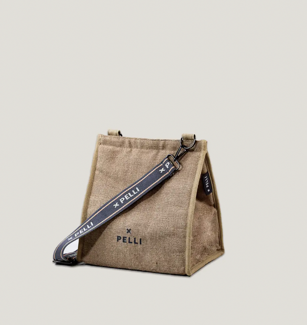 Pelli, Cross the Sea Jute Cross Body Insulated Lunch Bag, Natural