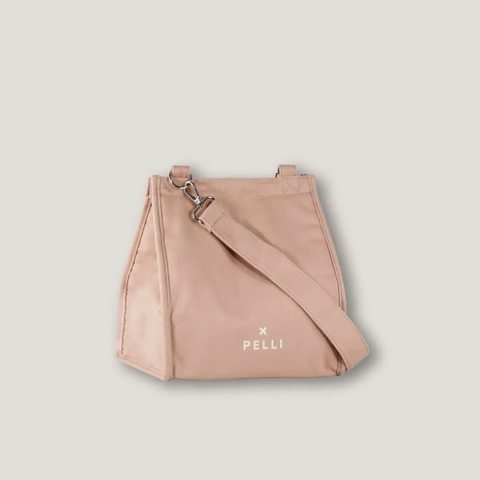 Pelli, Cross the Sea Canvas Crossbody Insulated Lunch Bag, Spanish Villa Pink