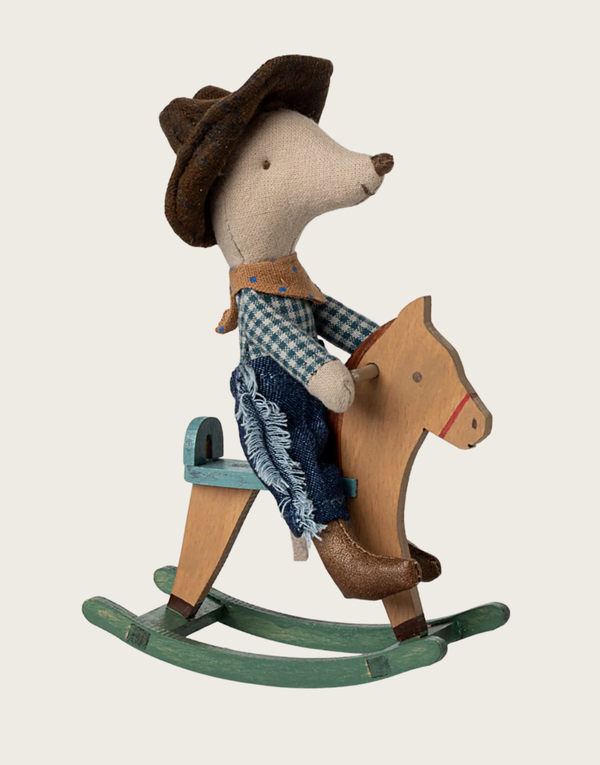 Maileg, Cowboy Mouse on Rocking Horse, Little Brother