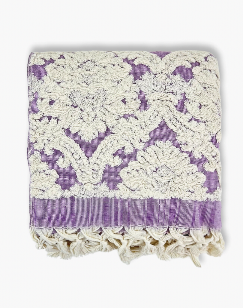 100% Turkish Cotton, Handloomed Damask Jacquard Bathroom Towel