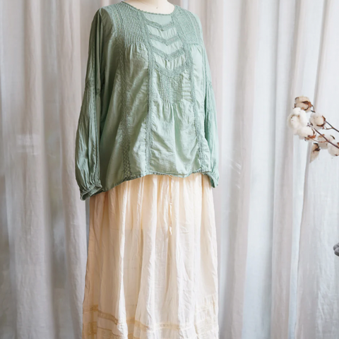 Metta Melbourne, Alice Lace Blouse Duck Egg