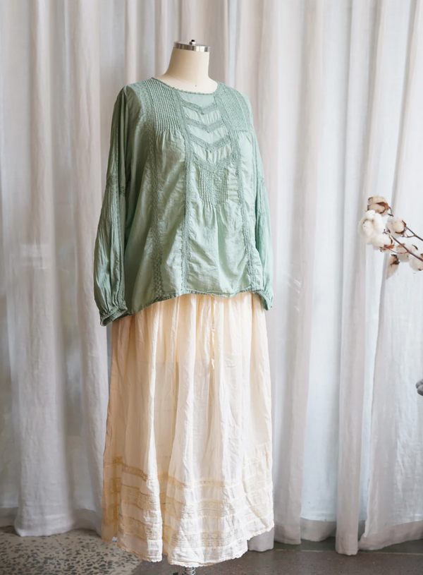 Metta Melbourne, Alice Lace Blouse Duck Egg