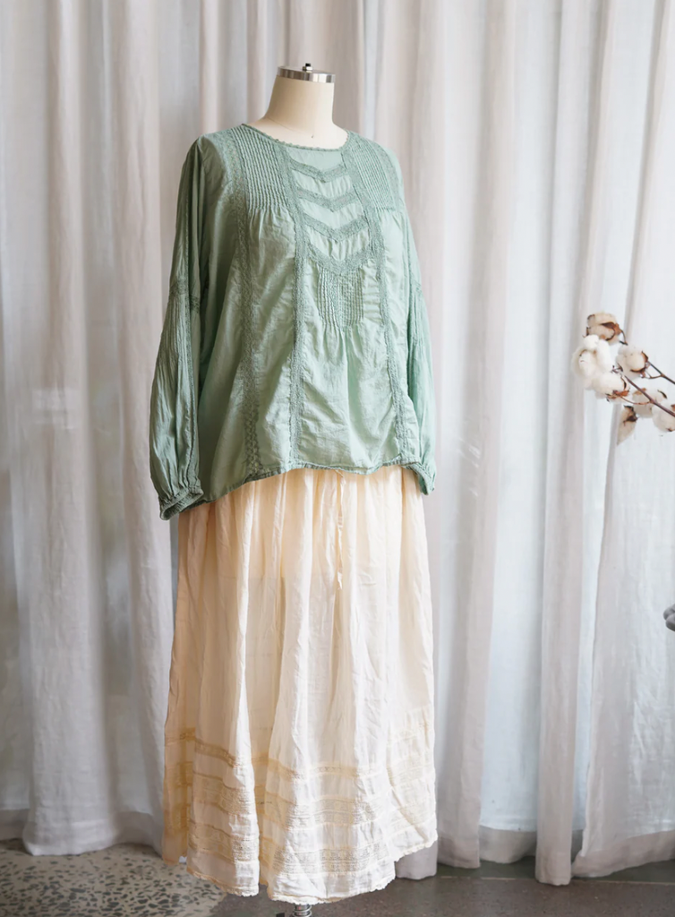 Metta Melbourne, Alice Lace Blouse Duck Egg