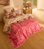 Bonnie & Neil, Petal Pink & Daisy Buff Linen Quilted Throw