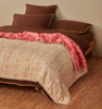 Bonnie & Neil, Petal Pink & Daisy Buff Linen Quilted Throw