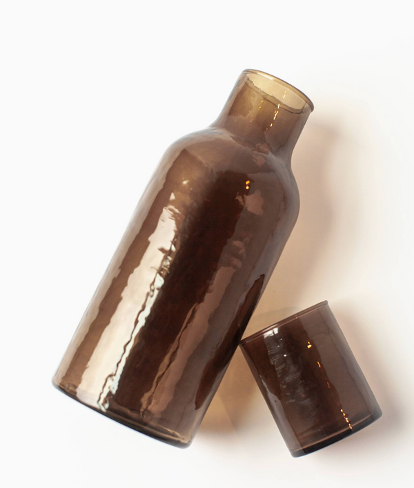 Creative Women, Handblown Hammered Glass Carafe + Cup
