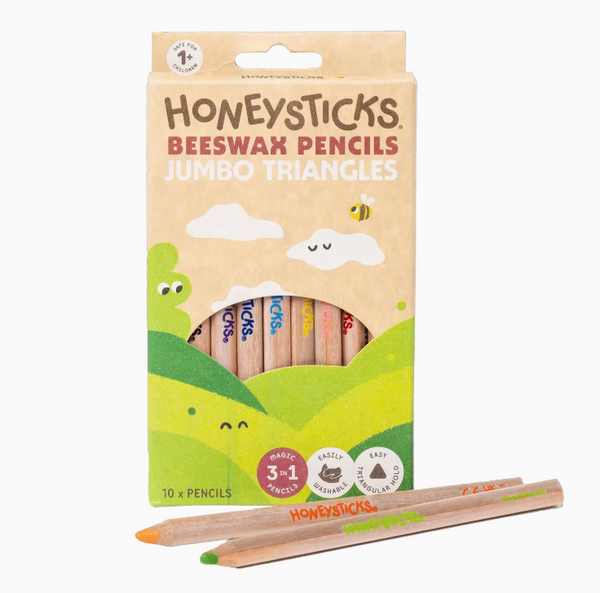 Honeysticks, 3-in-1 Beeswax Pencils Jumbo Triangles 10pk