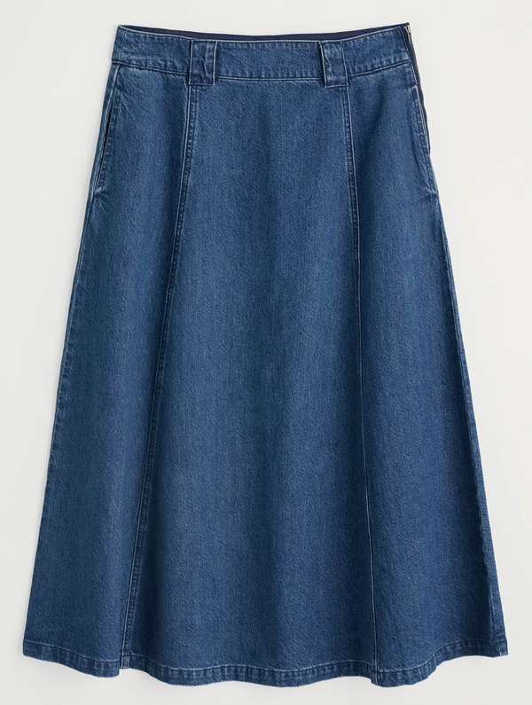 Seasalt Cornwall, Restharrow, Denim Skirt - Mid Wash