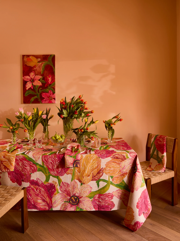Bonnie & Neil, Tulip Multi, French Flax Linen Tablecloth